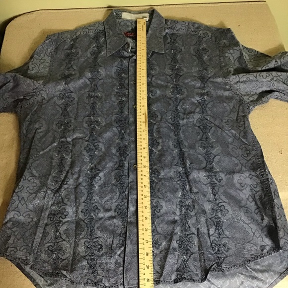 Robert Graham Men’s Button Down Blue floral Print Flip Cuff  Shirt Sz. 2XL EUC - Picture 8 of 13